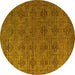 Round Abstract Yellow Modern Rug, abs4865yw