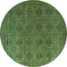 Round Machine Washable Abstract Turquoise Modern Area Rugs, wshabs4865turq