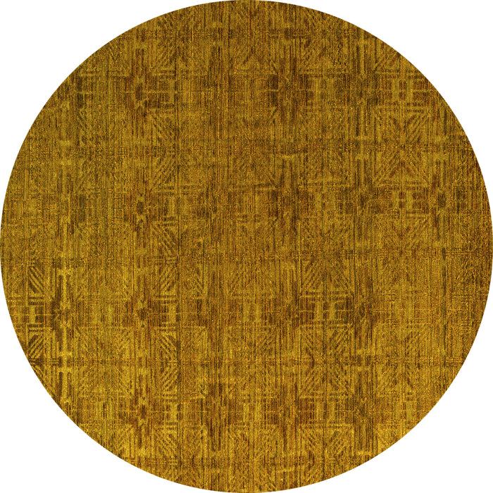 Round Machine Washable Abstract Yellow Modern Rug, wshabs4865yw