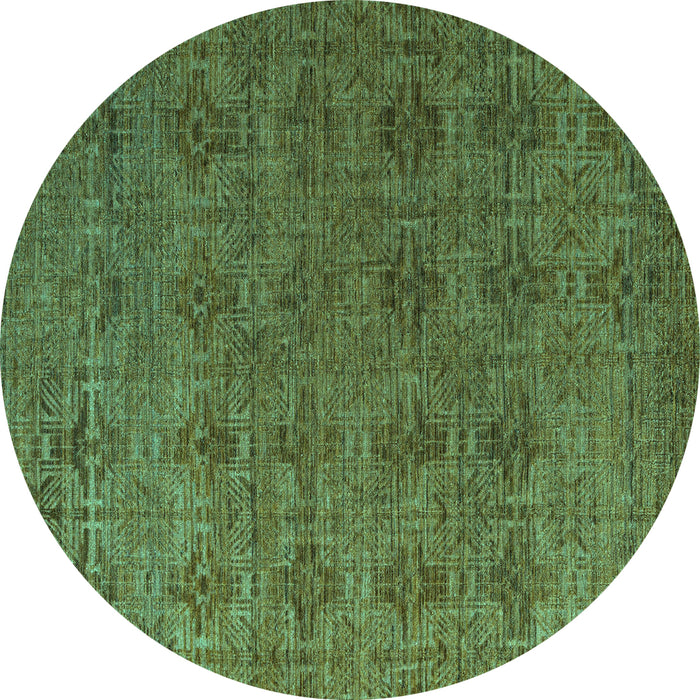 Round Abstract Turquoise Modern Rug, abs4865turq