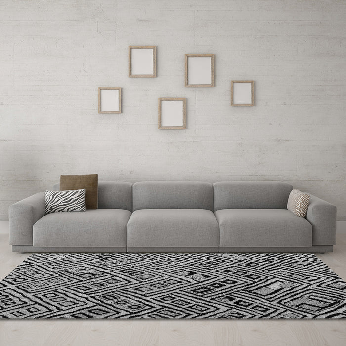 Machine Washable Abstract Gray Modern Rug in a Living Room,, wshabs4866gry