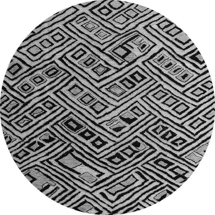 Round Machine Washable Abstract Gray Modern Rug, wshabs4866gry
