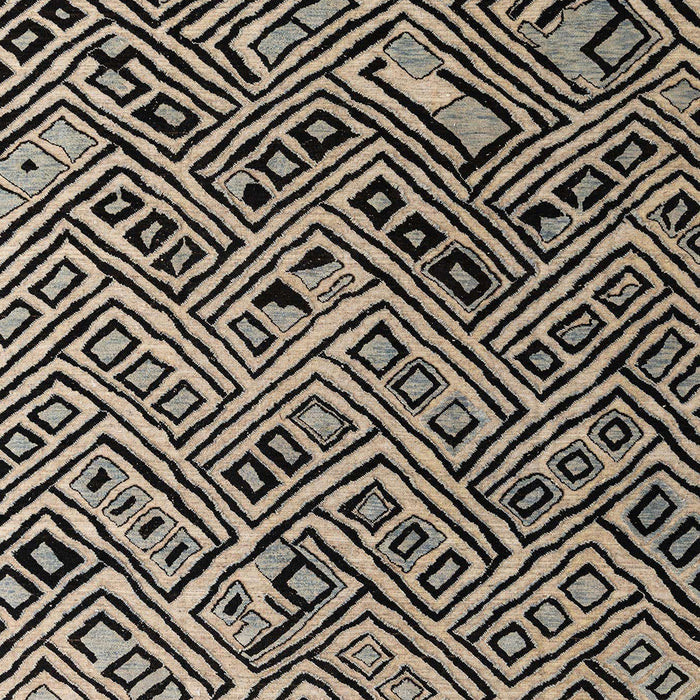 Abstract Charcoal Black Modern Rug, abs4866