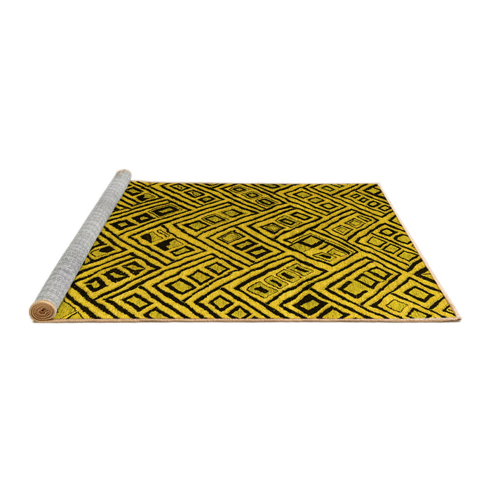 Sideview of Machine Washable Abstract Yellow Modern Rug, wshabs4866yw