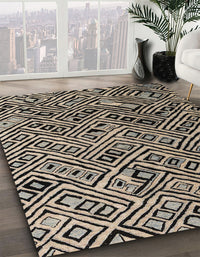 Abstract Charcoal Black Modern Rug, abs4866