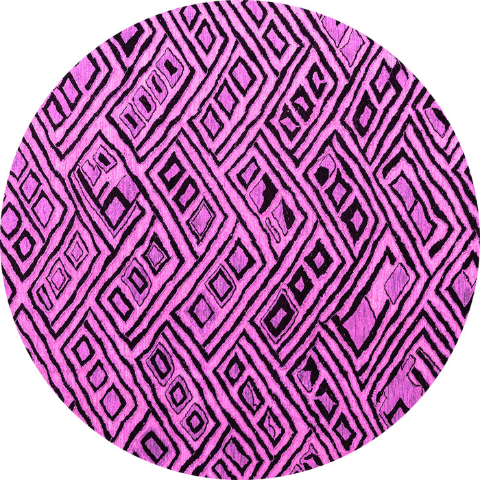 Round Machine Washable Abstract Pink Modern Rug, wshabs4866pnk