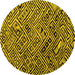 Round Abstract Yellow Modern Rug, abs4866yw