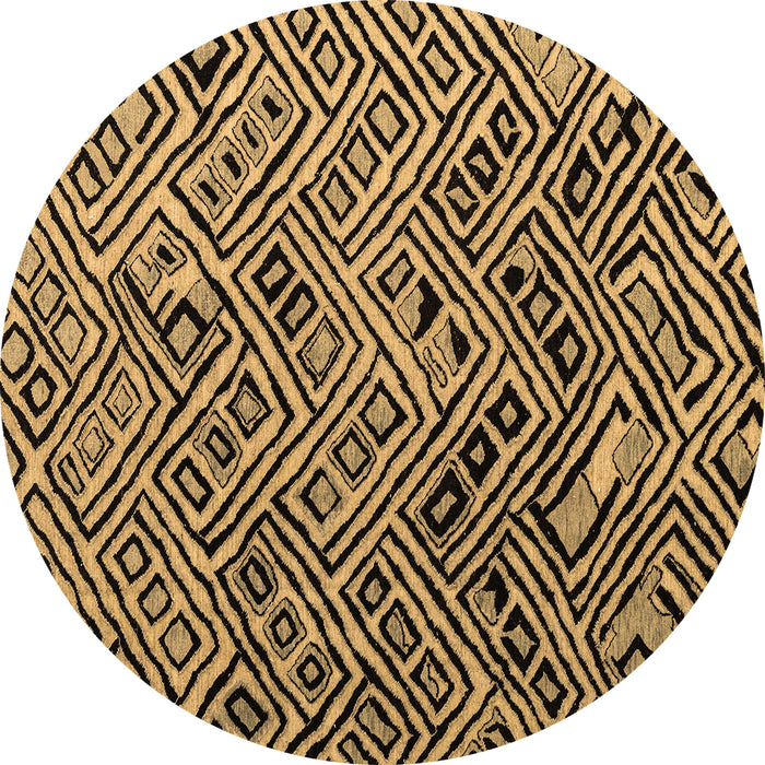 Round Abstract Brown Modern Rug, abs4866brn