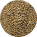 Round Abstract Brown Modern Rug, abs4866brn