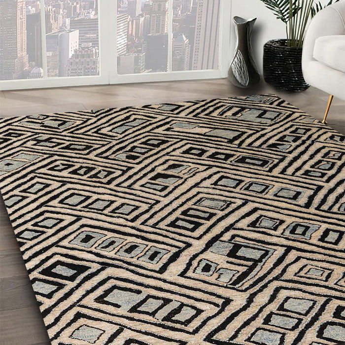 Machine Washable Abstract Charcoal Black Rug in a Family Room, wshabs4866