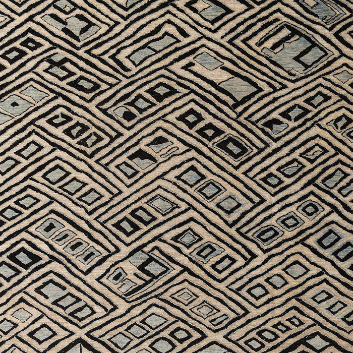 Square Abstract Charcoal Black Modern Rug, abs4866