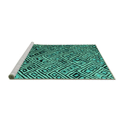 Sideview of Machine Washable Abstract Turquoise Modern Area Rugs, wshabs4866turq