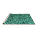 Sideview of Machine Washable Abstract Turquoise Modern Area Rugs, wshabs4866turq