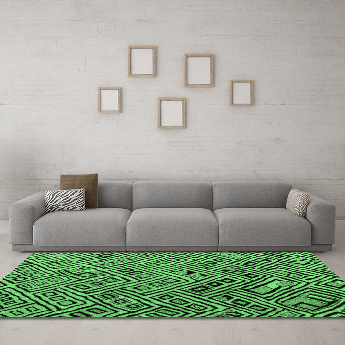 Machine Washable Abstract Emerald Green Modern Area Rugs in a Living Room,, wshabs4866emgrn