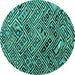 Round Machine Washable Abstract Turquoise Modern Area Rugs, wshabs4866turq