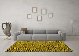 Machine Washable Abstract Yellow Modern Rug in a Living Room, wshabs4866yw