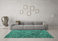 Machine Washable Abstract Turquoise Modern Rug, wshabs4866turq