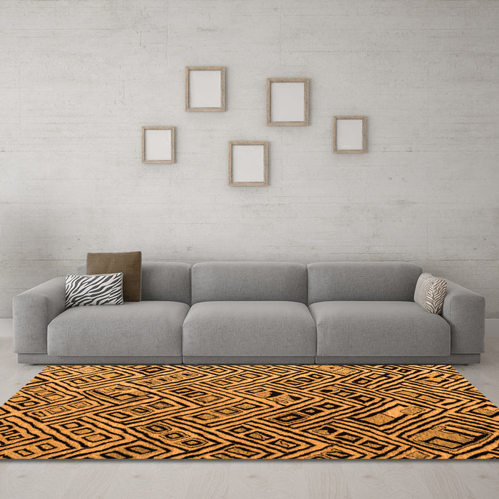 Machine Washable Abstract Orange Modern Area Rugs in a Living Room, wshabs4866org