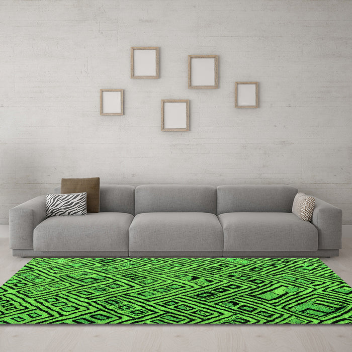 Machine Washable Abstract Green Modern Area Rugs in a Living Room,, wshabs4866grn