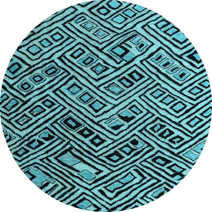 Round Machine Washable Abstract Light Blue Modern Rug, wshabs4866lblu
