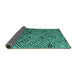 Sideview of Abstract Turquoise Modern Rug, abs4866turq