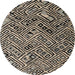 Round Abstract Charcoal Black Modern Rug, abs4866