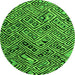 Round Machine Washable Abstract Green Modern Area Rugs, wshabs4866grn