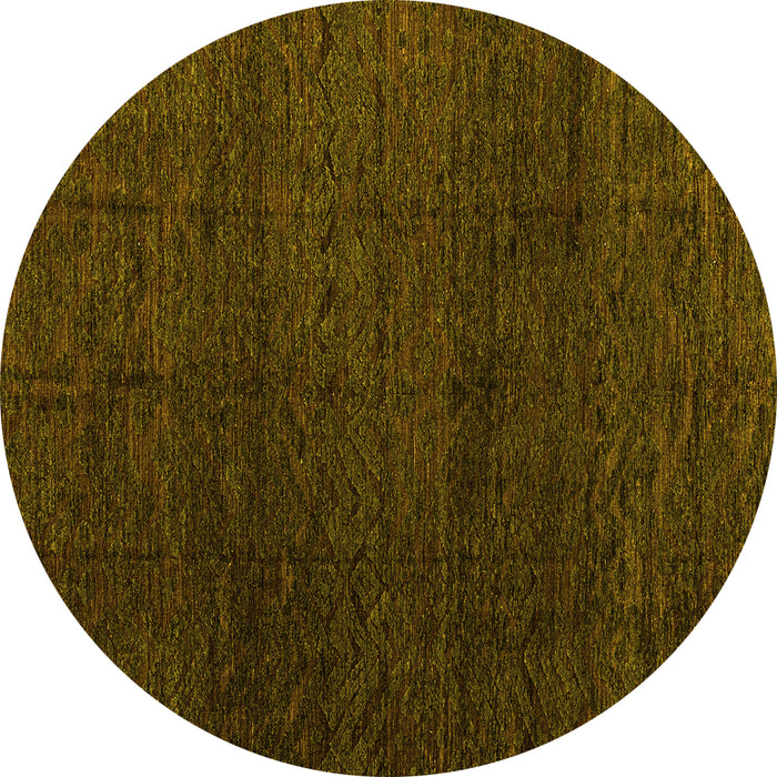 Round Abstract Yellow Modern Rug, abs4867yw