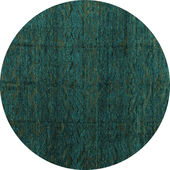 Round Machine Washable Abstract Turquoise Modern Area Rugs, wshabs4867turq
