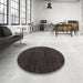 Round Machine Washable Abstract Gray Rug in a Office, wshabs4867