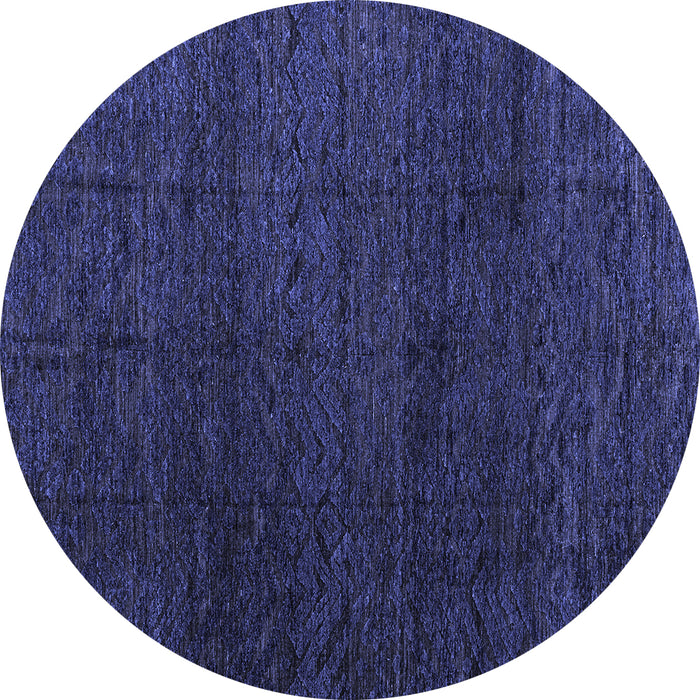 Round Abstract Blue Modern Rug, abs4867blu