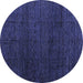 Round Abstract Blue Modern Rug, abs4867blu