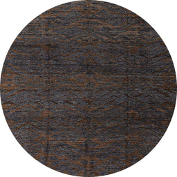 Round Machine Washable Abstract Gray Rug, wshabs4867