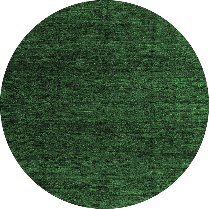 Round Abstract Emerald Green Modern Rug, abs4867emgrn