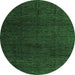 Round Abstract Emerald Green Modern Rug, abs4867emgrn