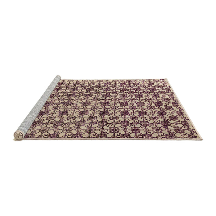 Sideview of Machine Washable Abstract Velvet Maroon Purple Rug, wshabs4868