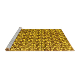 Sideview of Machine Washable Abstract Yellow Modern Rug, wshabs4868yw