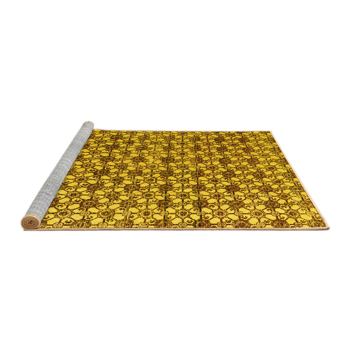 Sideview of Machine Washable Abstract Yellow Modern Rug, wshabs4868yw