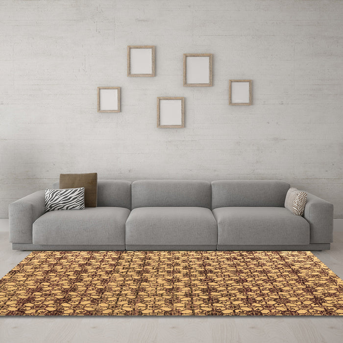 Machine Washable Abstract Brown Modern Rug in a Living Room,, wshabs4868brn