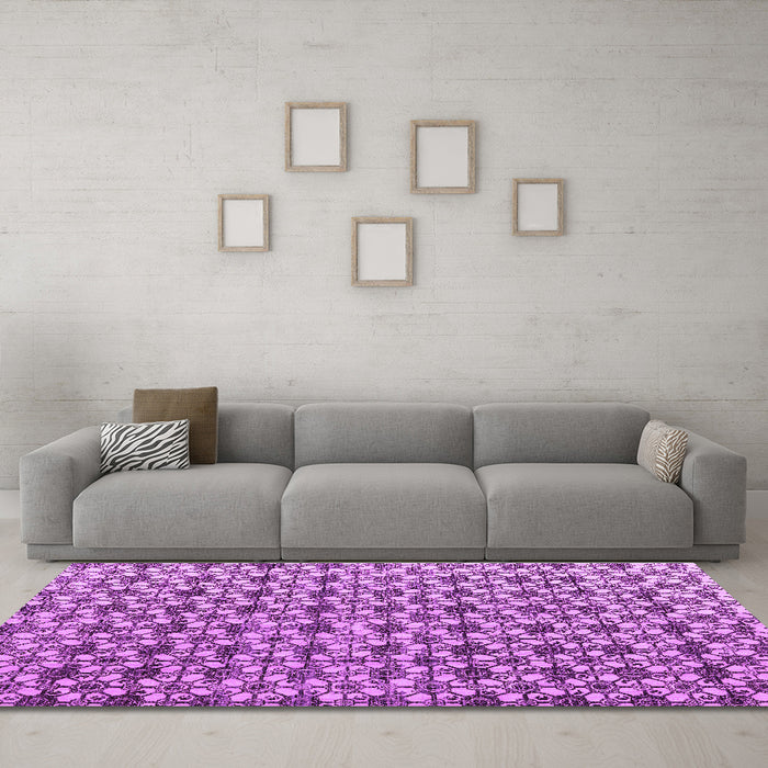 Machine Washable Abstract Purple Modern Area Rugs in a Living Room, wshabs4868pur