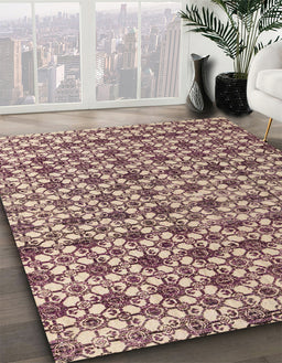 Machine Washable Abstract Velvet Maroon Purple Rug in a Family Room, wshabs4868