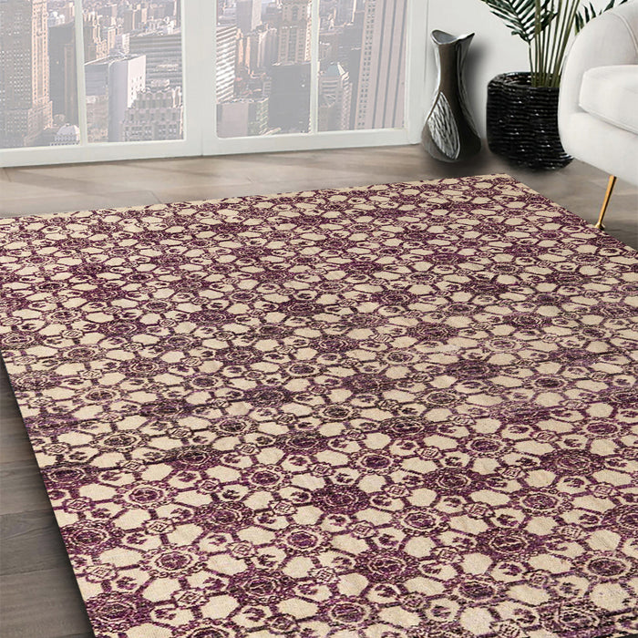 Machine Washable Abstract Velvet Maroon Purple Rug in a Family Room, wshabs4868