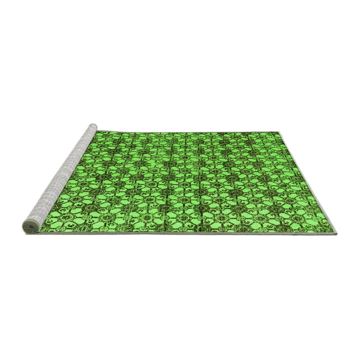 Sideview of Machine Washable Abstract Green Modern Area Rugs, wshabs4868grn