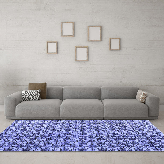 Machine Washable Abstract Blue Modern Rug in a Living Room, wshabs4868blu