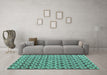 Machine Washable Abstract Turquoise Modern Area Rugs in a Living Room,, wshabs4868turq