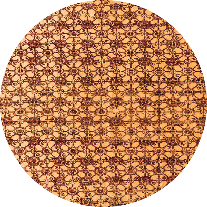 Round Abstract Orange Modern Rug, abs4868org