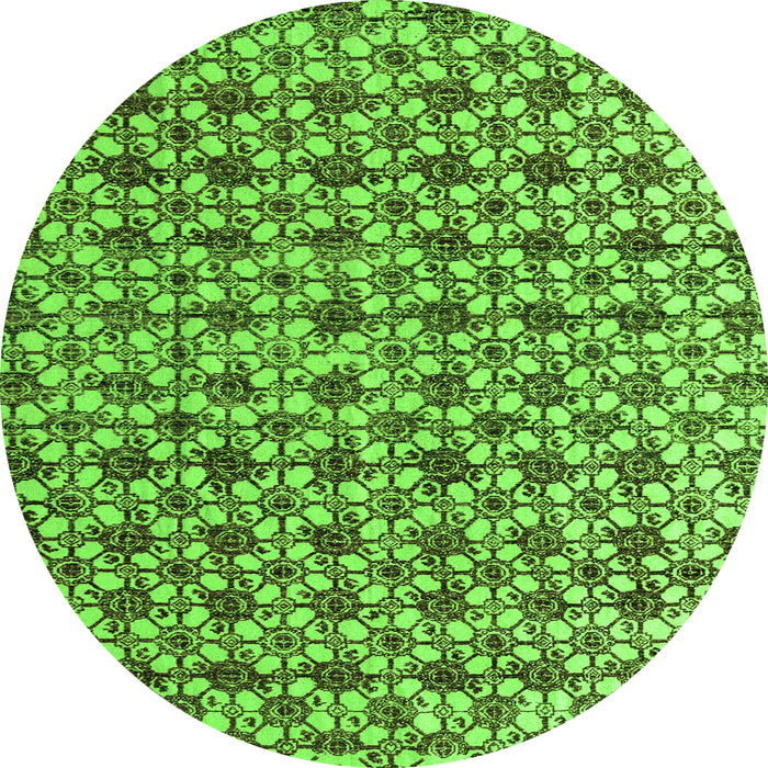 Round Machine Washable Abstract Green Modern Area Rugs, wshabs4868grn