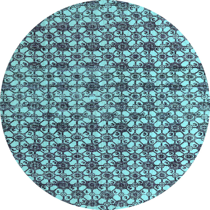 Round Abstract Light Blue Modern Rug, abs4868lblu