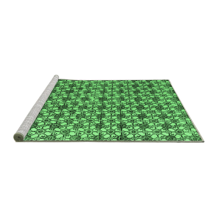 Sideview of Machine Washable Abstract Emerald Green Modern Area Rugs, wshabs4868emgrn