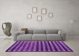 Machine Washable Abstract Purple Modern Area Rugs in a Living Room, wshabs4869pur